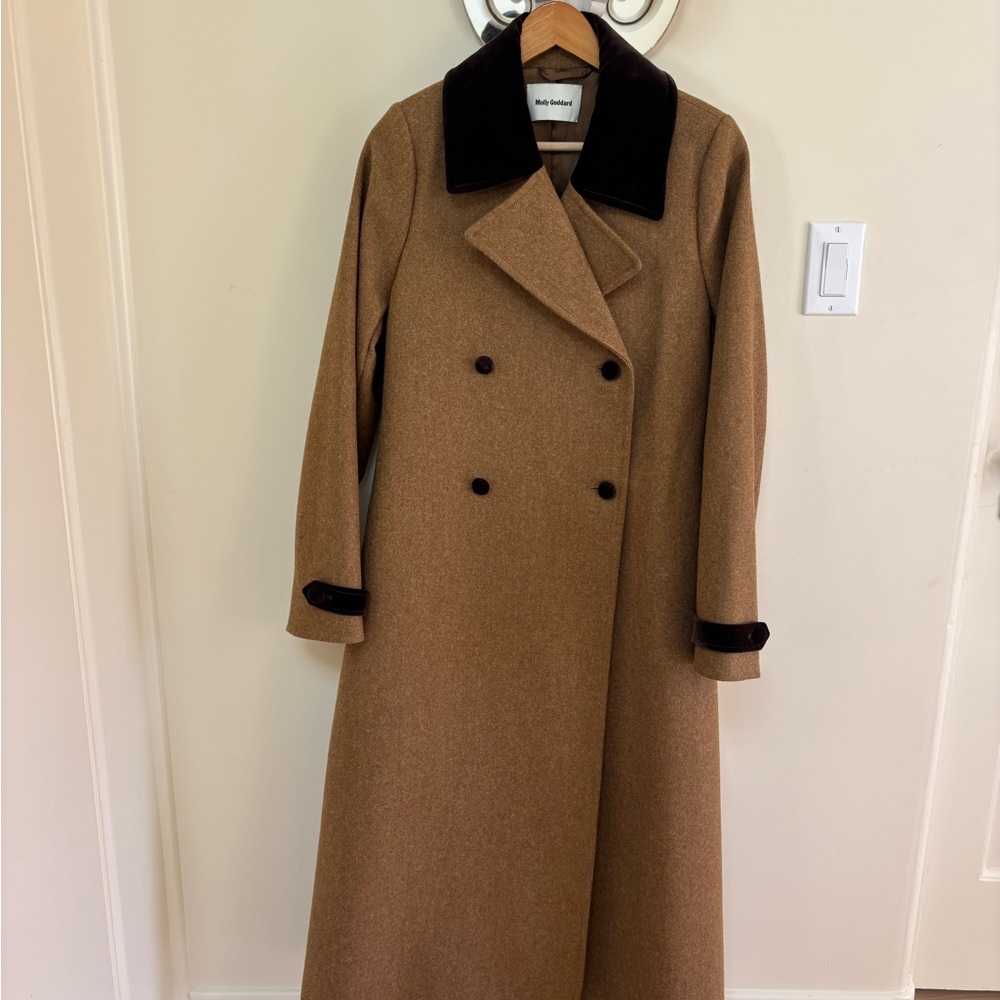 MOLLY GODDARD Two tone brown Double-Breasted wool Coat